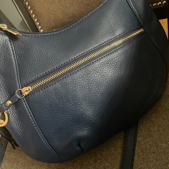 Michael Kors Navy Leather Tassel Crossbody Bag - Picture 5 of 14